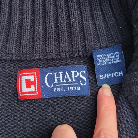 Chaps Navy Blue Quarter Zip - Picture 3 of 4